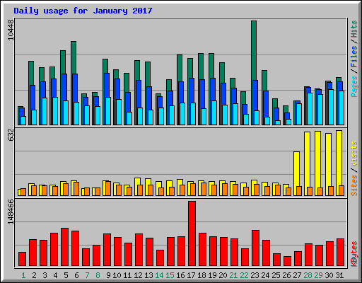 Daily usage for January 2017